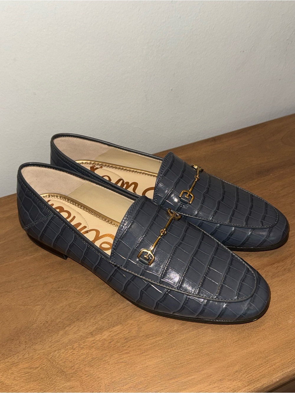 Sam Edelman Loraine Croc Loafers - Slate Blue - Picture 3 of 8
